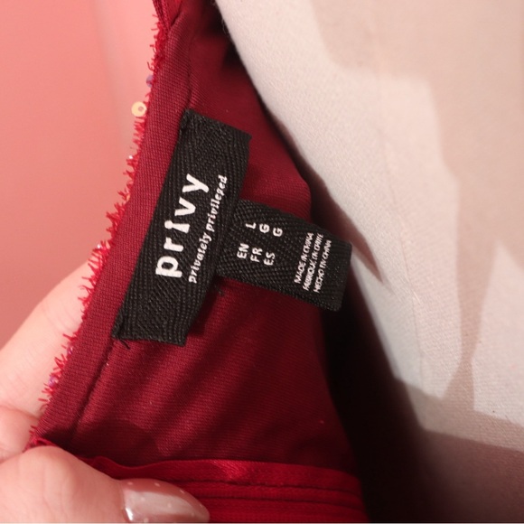 Privy Red Sequin Fit & Flare Dress - Picture 6 of 7